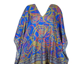 Womens Maxi Kaftan Dresses, Silk kaftan, Boho Goddess, Blue Printed Kaftan, Beach Travel Maxi Dresses L-2xl One size