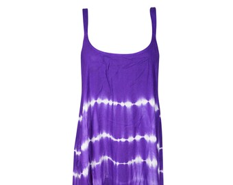 Womens Maxi Dress, Purple White Tie Dye Flared Sleeveless Dress, Summer Gorgeous Soft Boho Beach Long Dresses XS/S