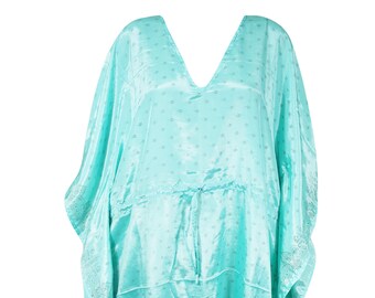 Womens Kaftan Maxi Dress, Sky Blue Paisley Printed Sari Caftan, HOLIDAY GIFT, Lounger, Boho fashion L-2Xl One size