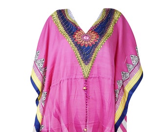 Womens Cruise Kaftan Dress, Long Caftan, Dress For to be Moms, Pink Floral Print, Sleepwear, Beach Dress, gift For Mom L-2XL