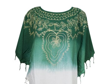 Womens Kaftan Top , Soft Tie dye Embroidered Cover Up Beach Caftan, Summer Resort Kaftan 4XL
