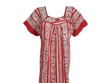 Womens Maxi Caftan Dress, Kaftan, Pink Red Paisley Printed Lounger Bohemian Lounger Dress, Patio Dresses M