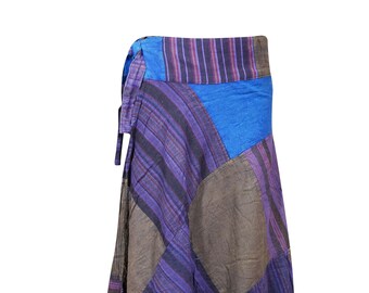 Womens Wrap skirt, Midi Vintage Blue Boho Patch Work Wrap Skirt,Beautiful Layered Skirts, Hippie Skirt, Gift One size