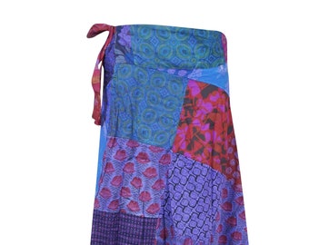 Womens Wrap Skirt, Patchwork Wrap Around Long Cotton Skirt, Purple Indian Magic Skirts One size