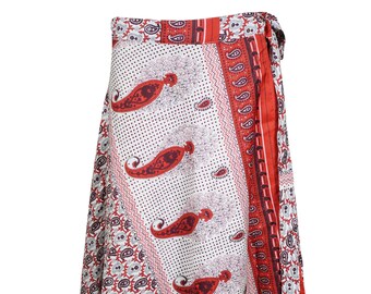 Womens Wrap Skirt, Bohemian Gypsychic Wrap Skirt, FUN Floral Printed Recycle Sari Cover Up Fall Fashion Skirts One size