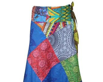 Womens Wrap Around Skirt Boho Long Cotton Wrap Patchwork Skirt Hippie All Season Skirts One size