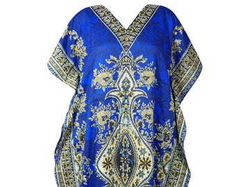 Womens Kaftan Maxi Dress, Blue Printed Resort wear,vacation, cruise, Lounge, Slow fashion, One size plus dress, Maxi Dress L-2XL