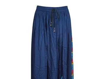 Boho Maxi skirt, Blue Summer Skirt, Hippie Skirt, Embroidered Maxiskirt, gypsy Skirts, Fall Bohemian skirt S/M