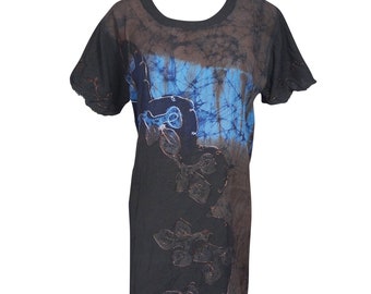 Womens Maxi Dress, Brown Embroidered Soft Rayon lounge Dresses, Comfy Patio Dress, Resort dress, Long Housedresses L