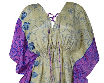 Womens Bohemian Kaftan, Caftan Beige Purple Printed Kaftan Dress, Cover Up, Beach Dress, Maternity, Resort Wear Caftan L-2X