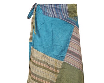 Womens Wrap Skirts, Midi Patchwork Boho Skirt, Hippie Skirt, Patchwork Summer Skirt, Festival Vacation Skirt S/M