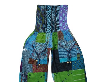 Patchwork Harem Pants with Pockets, Hippie Boho Cotton Harem Pants, Women’s Summer Pants, Festival Pants green