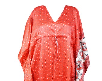 Womens Kimono Kaftan Dress, Red Poka Dot  Boho CHRISTMAS Gift, lbiza, Holiday Dress, Evening dress, loose fit,  L-3XL