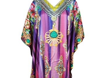 Women's Bohemian Kaftan Dress PINK Caftan Maternity Kimono Resort Wear Maxi Dresses, Printed Beach Cover up Kaftan Dresses One Size, L-4XL