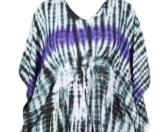 Womens Caftan Dress, Knee Length Short Kaftan Dresses, Tie Dye Short Caftan Summer Beach Cover Up Tunic Kaftan Dress Onsize S-2X