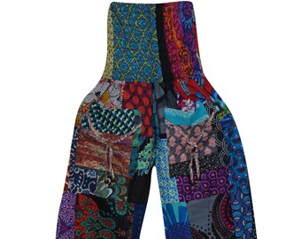 Womens Patchwork Yoga Pants, Cotton Loose Pants, Hippie Festival, Casual Comfy Pocket Pants, Yoga Meditation S/M