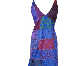 Womens Maxi Dress, Stunning Patchwork Strap Dress, Handmade Purple Maxi Dresses, A Super Boho Hippy Chick Beauty S/M