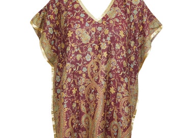 Womens Pashmina Wool Kaftan Dress, Russet Paisley Warm Holiday Resort Dresses, Handmade Caftan 2XL