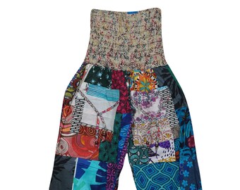 Womans Boho Pants, Harem Pants, Cotton Pants, Lounge Pants, Colorful Floral Patchwork Loose Pants, Comfy Hippy Festival Clothing S/M