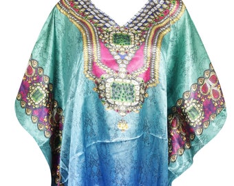 Womens Kaftan Dress, Caftan, Teal Blue Beach Cover Up, Luxury Soft Printed Lounge Dresses, Boho Maternity Tunic, Resort Wear L-3XL One Size