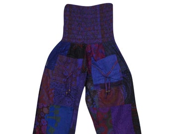 Women's Baggy Pant, Purple Red Harem Loose Pant, Bohemian Beach Hippy Soft Yoga Pants S/M