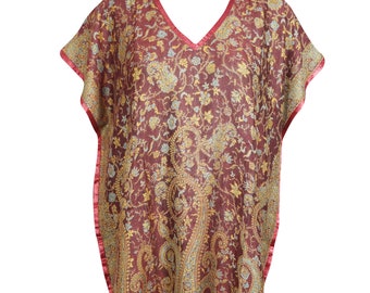 Womens Kaftan, Winter Pashmina Kaftan, Dresses, Handmade Boho Warm Russet Paisley Tunic Caftan, Lounge dress, Resort Wear 2XL