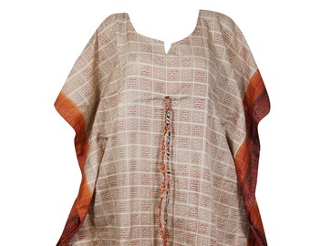 Women's Hippe Maxi Kaftan, Silk Caftan dress, Orange Oversized Boho DRESS, Flowy Dresses, Gift for Mom, L-2XL One Size