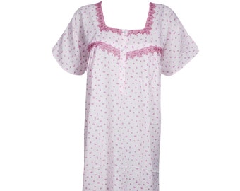 Womens Maxi Caftan Dress, Baby Pink Floral Maternity, Sleepwear, Loose Caftan Dress, Housedress, Nightwear, Kaftan Dresses S-XL One size