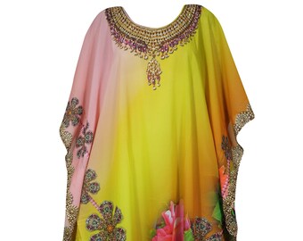 Womans Kaftan Maxi Dress, SUNKISSED Beach holidays, Resort Wear, Georgette Printed Flowing Kimono Caftans, Plus size 3XL