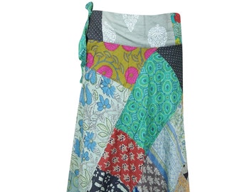 Womens Wrap Around Skirts, Cotton Summer Skirts, Mutlicolor Patchwork Boho Maxi Skirt, Bohemian Fashion One Size