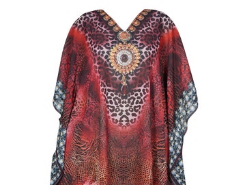 Womens Kaftan Maxi Dress, Maternity Loose Dresses, Pink Printed Summer Kaftan,Georgette Bohemian House dress Kaftan, One size for L-3X