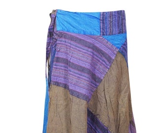 Womens Boho Patchwork skirt, Purple Stripe Patches, Hippie Skirt, Bohemian Midi Skirts, Festival, Gift, Freespirit Handmade Skirt, One Size