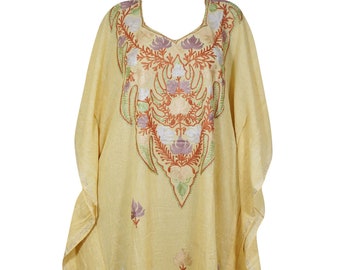 Womens Maxi Kaftan, GIFT FOR MOM, Peach Floral Embroidered Dress, Handmade Loose Dress, Resort dress, Caftan Dress L-4XL