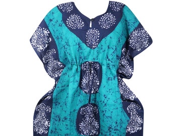 Women Caftan Maxi Dresses, Maternity Dress, Navy Blue Turquoise Summer Resort Wear, Night Gown Bohemian KAFTAN Dress One size L-3XL