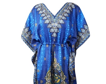 Womens Kaftan Maxi dress, Blue Printed Caftan, Resort Dress, Cover Up, Beach Long Dress Summer Patio Travel Holiday 3XL