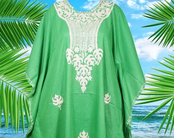 Womens Kaftan, Midi Dresses, Flawless Deep Bright, lime green, Loose Caftan Dresses, Floral Embroidered Kaftan Dress, One size L-4XL