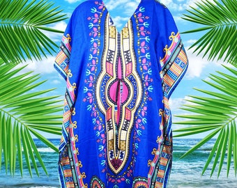 Womens Kaftans, Cruise Dress, Beach Cover Up, Loose blue Print Maxi Dress, Lounger Dresses, Gift, Handmade Flowy dress L-2XL