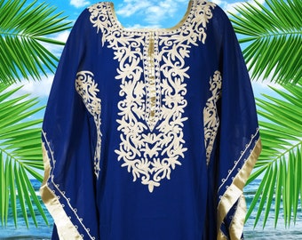 Short Kaftan Dress, Mogul Handmade Embroidered Kaftan, Navy Blue Women's Party caftan, Hippie Style, Indian Tunic Top S/XL