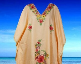 Kaftan MAXI Dress, Festival Dress, Cruise Maxi Dresses, Peach Embroidered Dress, Boho Dress, Hippie Dress, Beach Holidays L-XL