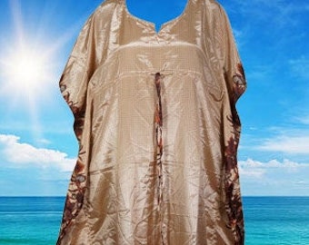 Womens Maxi Caftan Dresses, Boho Summer Beach Coverup Dresses, Peach Dot Printed Kaftan Dress, Kaftan Resort Dresses L-XL One size