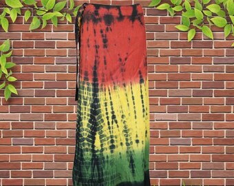 Boho Tie Dye Maxi Wrap Skirt, Long Skirt, Bohemian Wrap Skirt, Beach Skirt, Colorful Hippie Bohemian Skirts One size