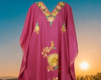 Womens Kaftan Maxi Dress, Pink Housedress, Beach Cover Up, Lounger, Resort Wear Plus Size Kaftan Dresses, One Size L-3XL