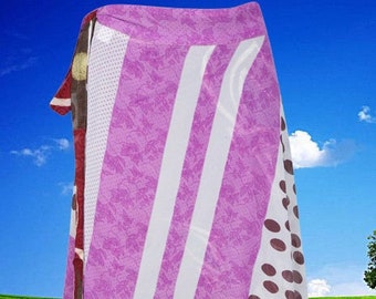 Womens Long Silk Wrap skirt, Manhattan, High-Fidelity Electric Pink, Reversible Lightweight Double layer skirt, Beach Long Skirts, One size