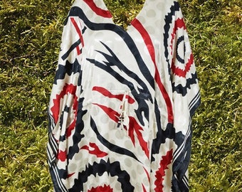 Womens Cruise Maxi Kaftan Dress, Lindt & Sprüngli, gift for mom, Off White Black Print Dresses, Beach Vacation dress, Gift For Her L-2XL