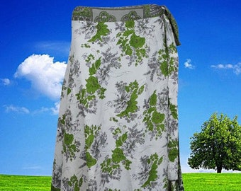 Vintage Sari Silk Maxi Skirt, Bohemian Skirt, HOLIDAY GIFT, Green Gray Floral skirt, Hippie Skirts, Boho skirt, Wrap skirt One Size