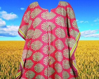 Women's Recycle Silk Maxi Kaftan, SUMMER Caftan, Pink Passion Oversized Dress, Boho Maxi Dresses, Hi Drawstring, Maternity, L-XL One Size