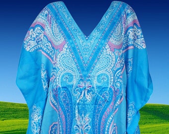 Womens Caftan dress, Blue Paisley Print Plus size Kaftan dress, Kimono Dress, Kaftan maxi dress, Long Travel dress L-2XL