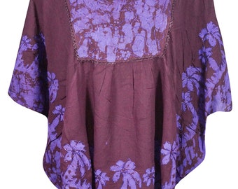 Beach Cover, Purple Brown Tie Dye Cover Up, Boho Top Kimono, Gypsy Boho Chic Summer Fashion Loose Comfy Blouse Kaftan Top One size
