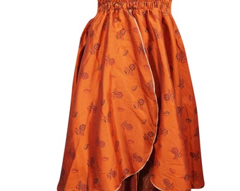 orange boho maxi skirt