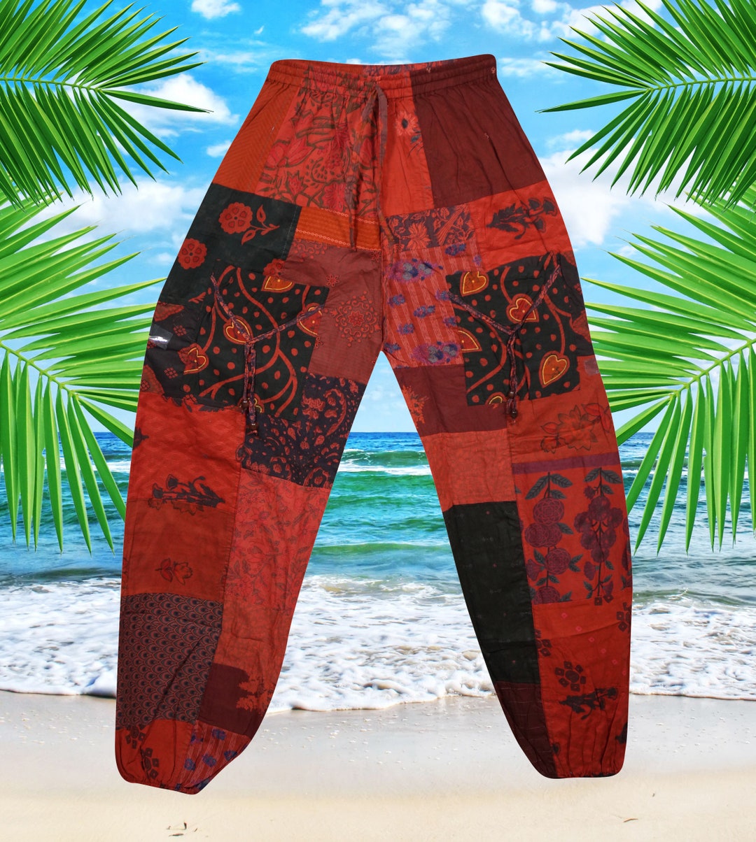 Patchwork Harem Pant Hippie Boho Harem Pant With Pockets Etsy